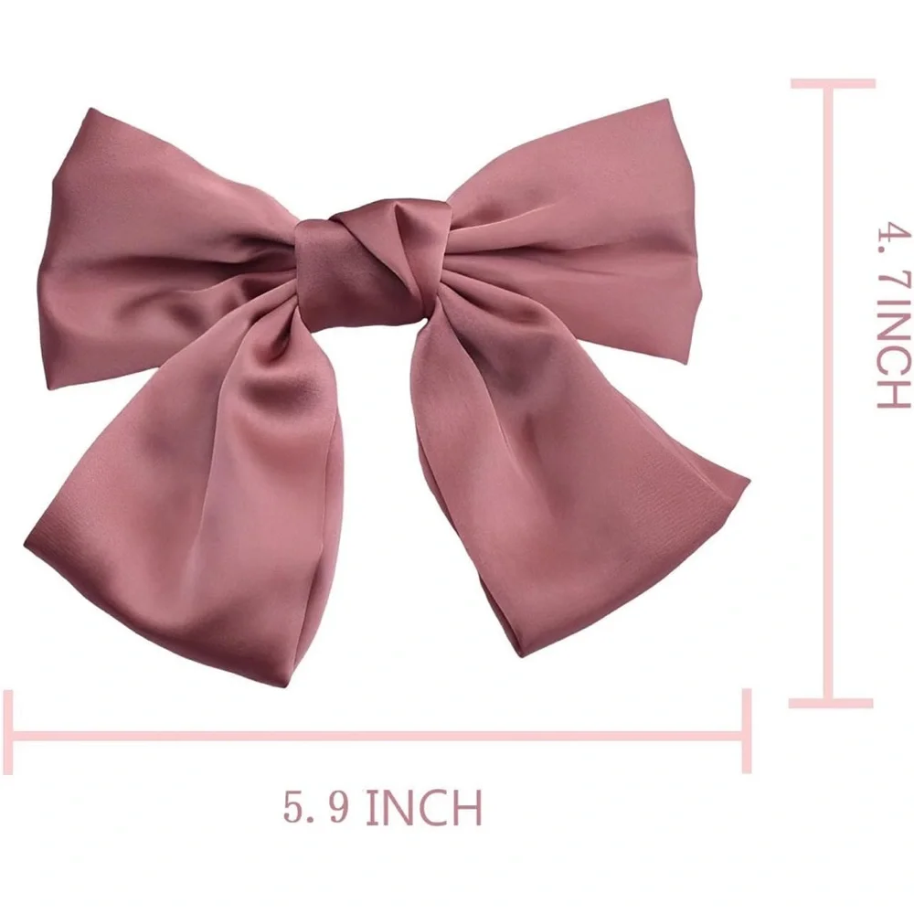 5for$10 Bow Hair Clips Dark Red Large Satin French Snap Ponytail Accessories - Picture 14 of 16